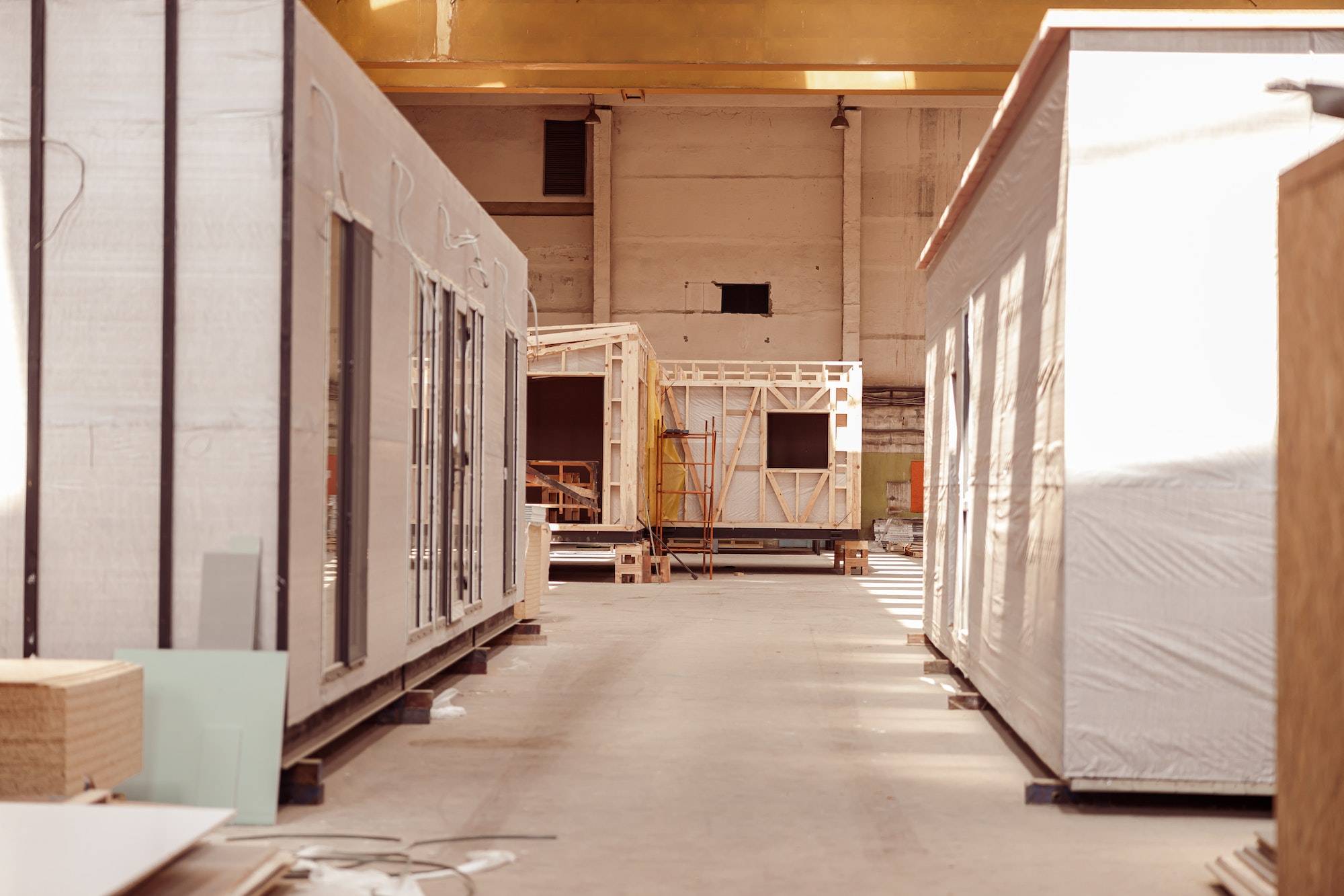 Prefabricated container houses in building under construction